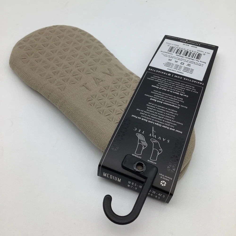 Tavi Tec Savvy Tec Ultimate Performance‎ Grip Socks Size Medium Shitake Tan New